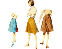2797 60S BACK WRAPPED A-LINE SKIRT, BELT PATTERN 24''WST
